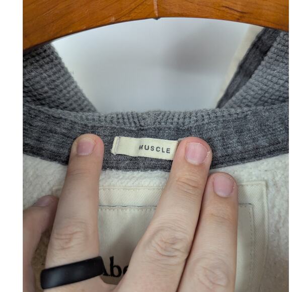 Y2K Abercrombie Fitch Cream Hoodie Zip Up Distressed Logo Spellout M - Picture 8 of 10